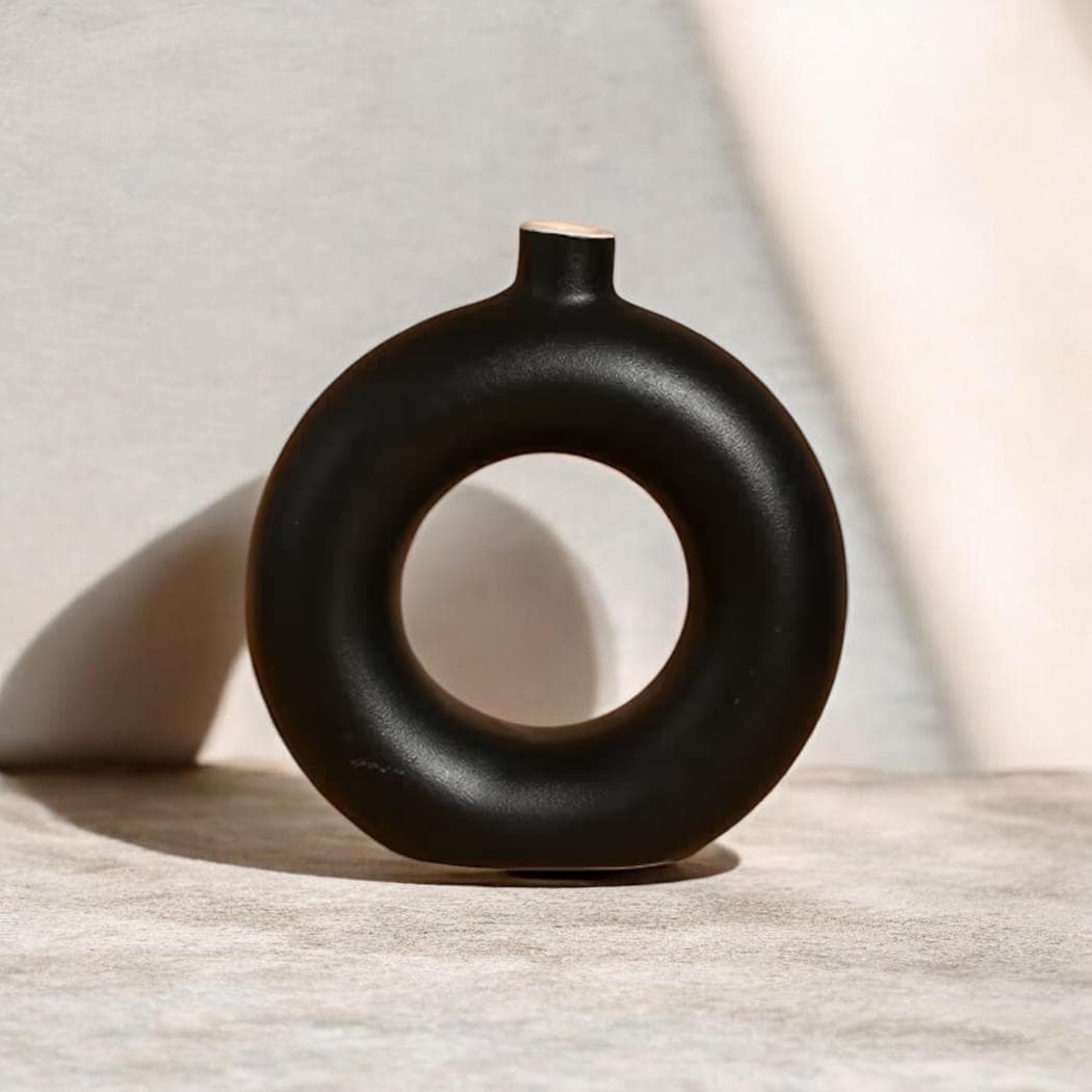 Black Donut Flower Pot